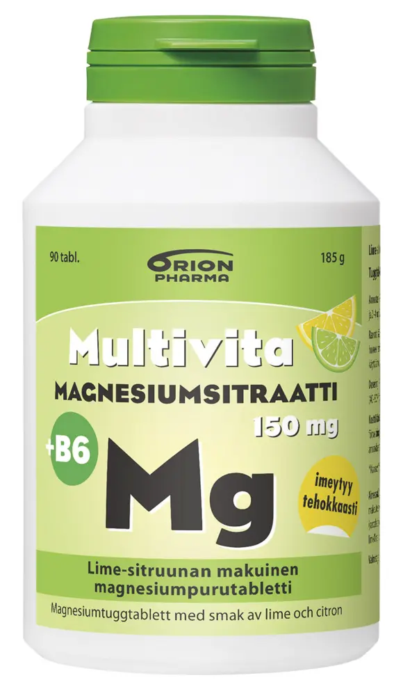 Multivita Magnesiumsitraatti +B6 lime-sitruuna 150 mg