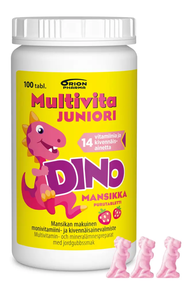 Multivita Juniori Dino Mansikka monivitamiini