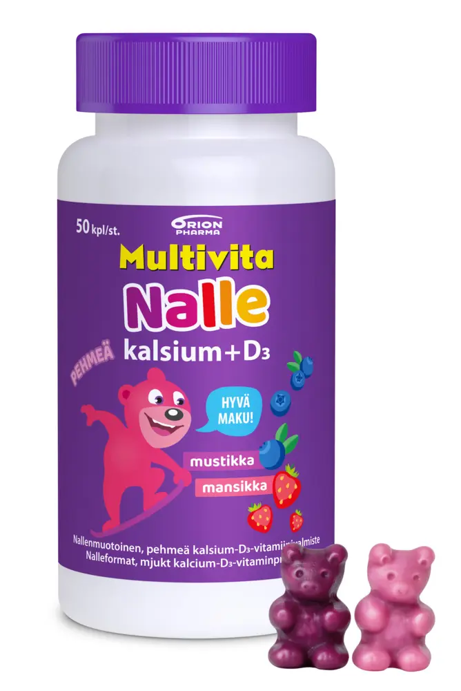 Multivita Nalle Kalsium + D3 100 mg/5 mikrog