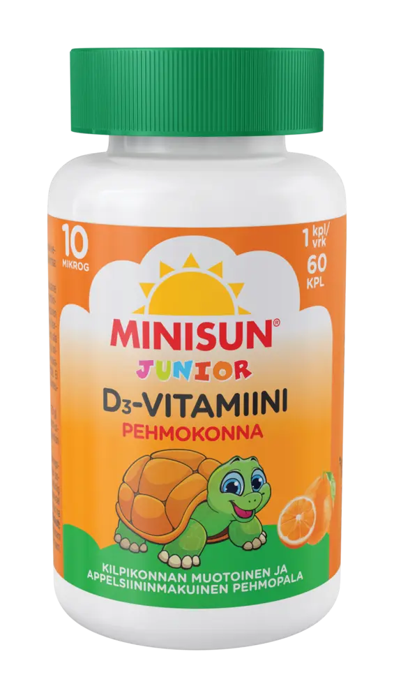 Minisun D-vitamiini Pehmokonna Appelsiini jr.10 mikrog