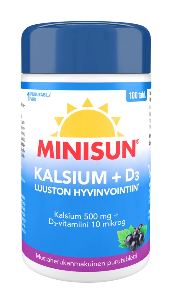 Minisun Kalsium 500 mg + D-vitamiini 10 mikrog
