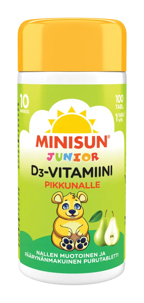 Minisun D-vitamiini Päärynä Nalle jr.10 mikrog