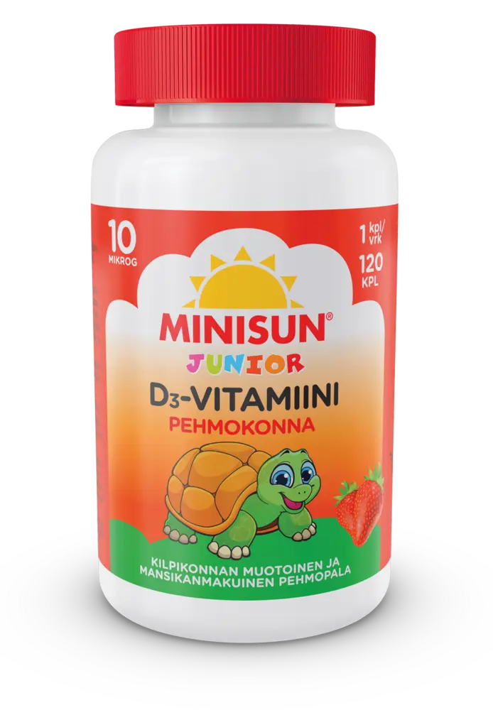 Minisun D-vitamiini Pehmokonna Mansikka 10 mikrog