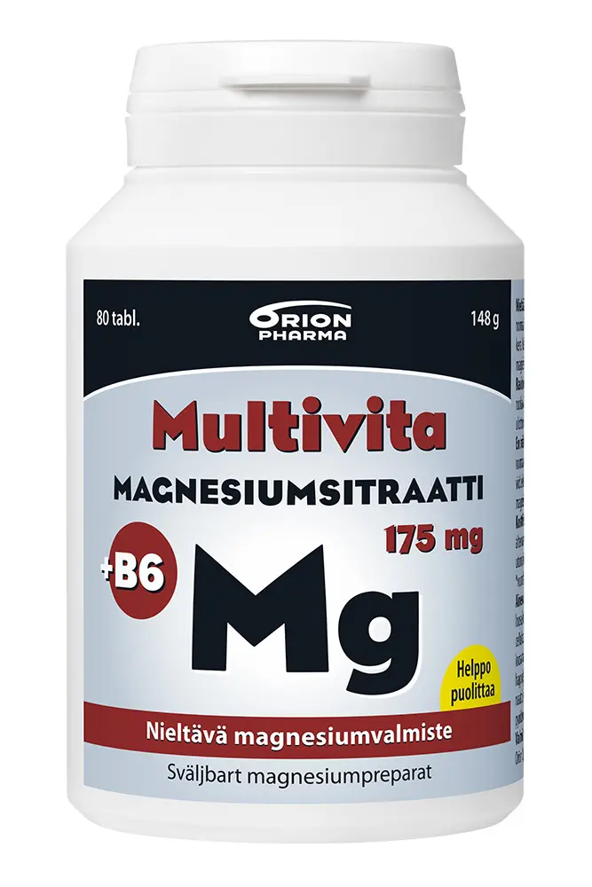 Multivita Magnesiumsitraatti + B6 175 mg nieltävä tabletti