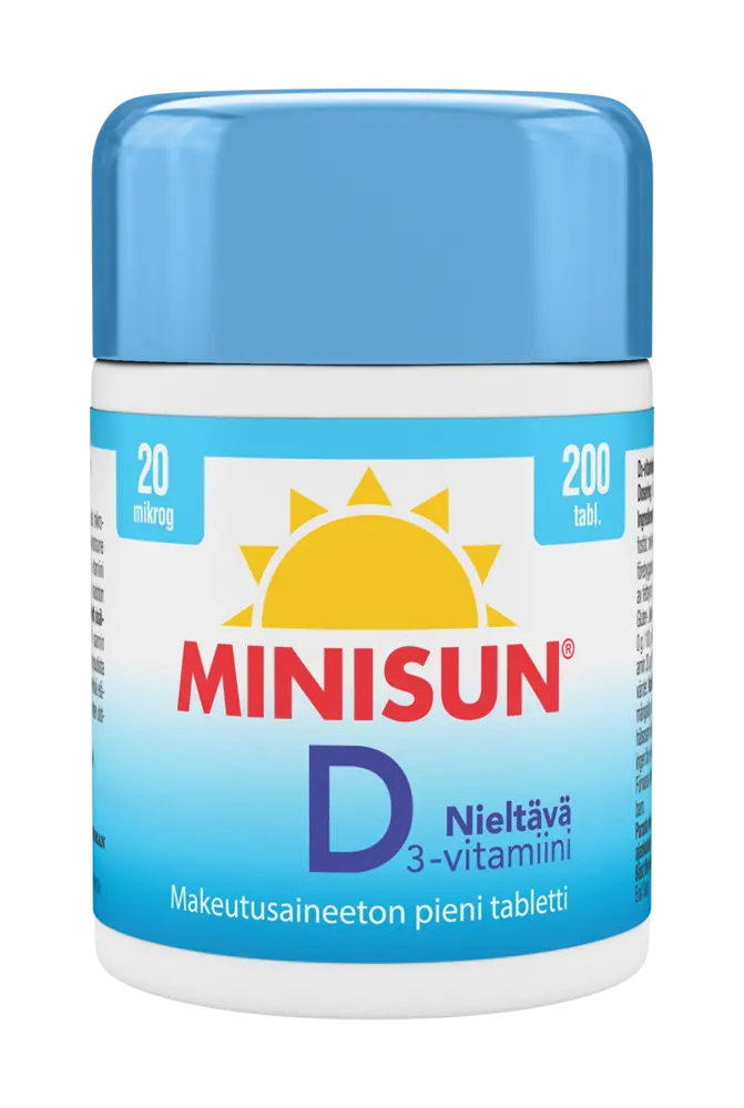 Minisun D-vitamiini Nieltävä 20 mikrog