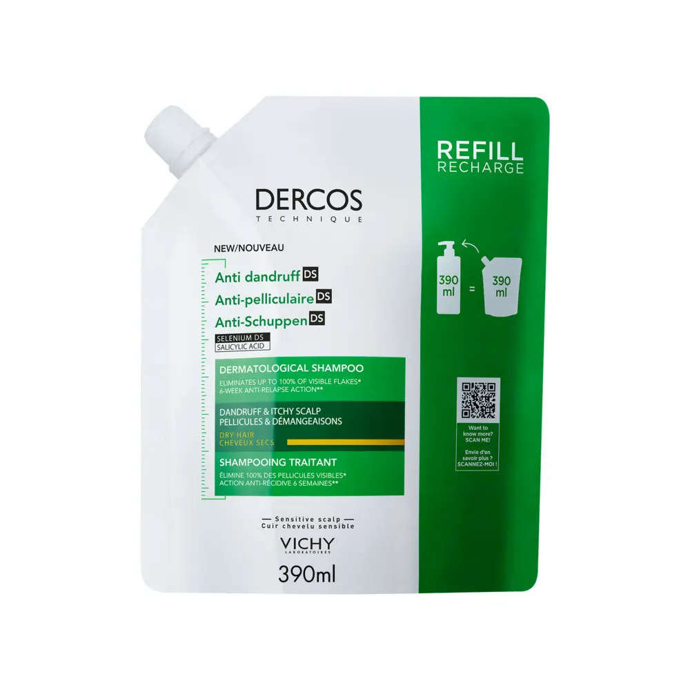 Vichy Dercos Shampoo Anti-dandruff kuiville hiuksille täyttöpakkaus